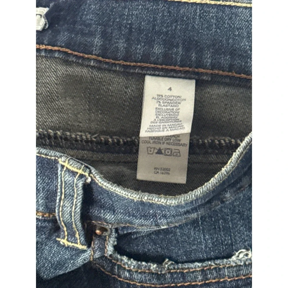 TINT Womens Dark Wash Embroidered Floral Back Pocket Bootcut Jeans Size 4